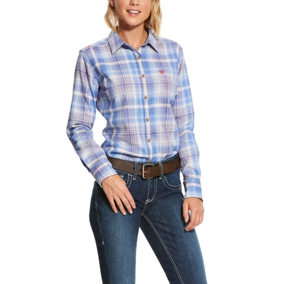 Ariat FR Amelia Work Shirt CAT2 Flame Resistant Long Sleeve Button Shirt Plaid L - Picture 1 of 16
